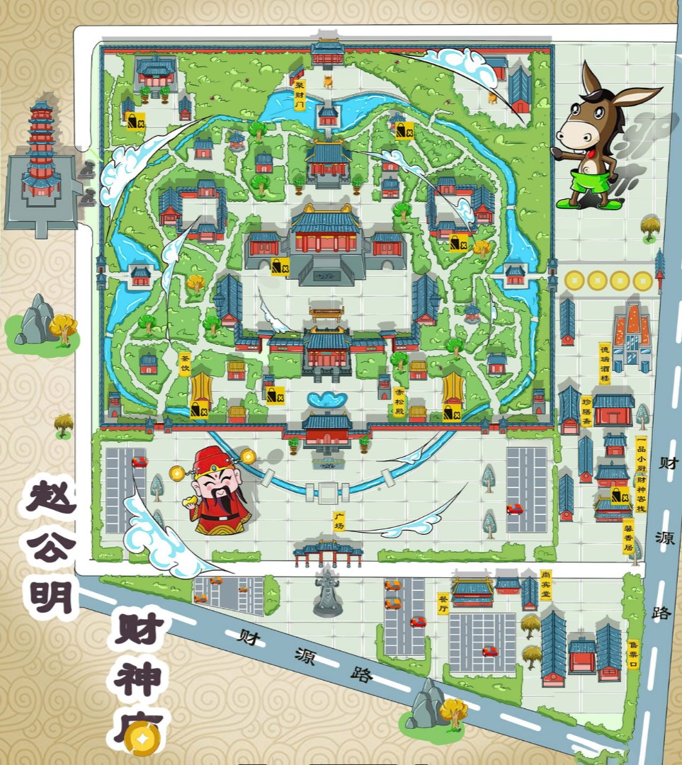 醴陵寺庙类手绘地图